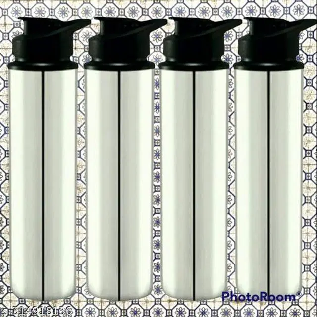 Stainless Steel Sports Water Bottles, Pack of 4, Silver, 1000 ml