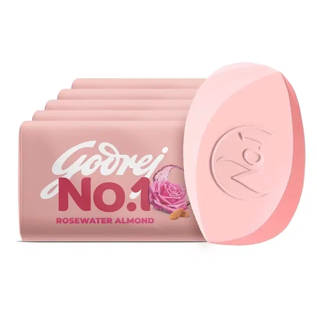 Godrej No.1 Bath Soap Rosewater & Almond 5X100 g (Buy 4 Get 1 Free)