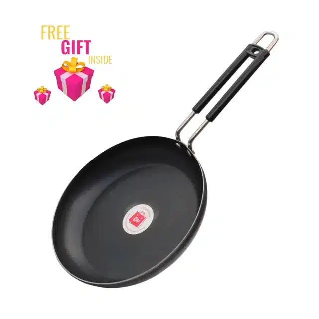 LAZYwindow Grip Type Handle Iron Fry Pan with Free Gift, Black, Pack of 2