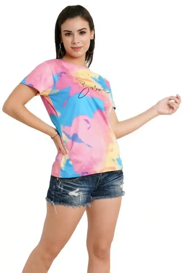 Women's Printed Long Sleeves SweatShirt (Pink, S)