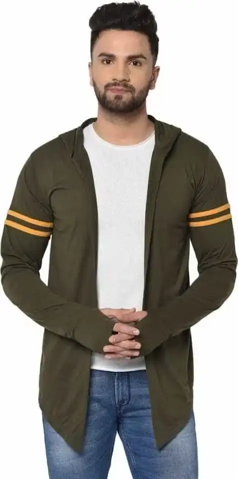 Glito Mens Attractive Cotton Thumb-Hole Full Sleeves hooded Cardigan (Dark Green, M)