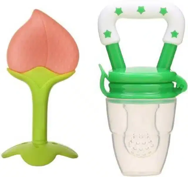 Silicone Fruit Feeder with Teether for Kids, Multicolor, Set of 2