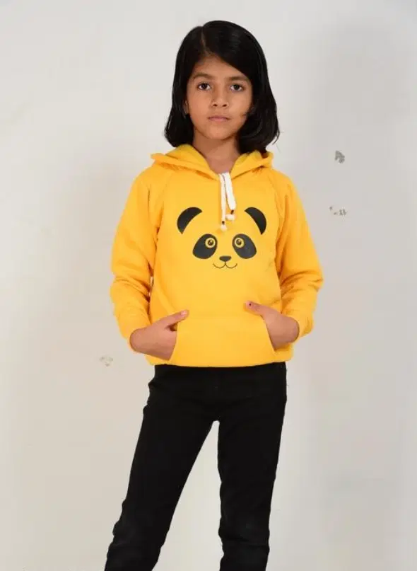 Light Fleece Printed Hoodie for Kids, Yellow (2-4 Years)