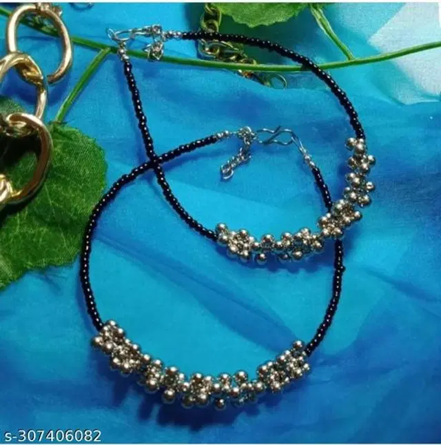 Alloy Anklets for Women, Pack of 2 (Multicolor)