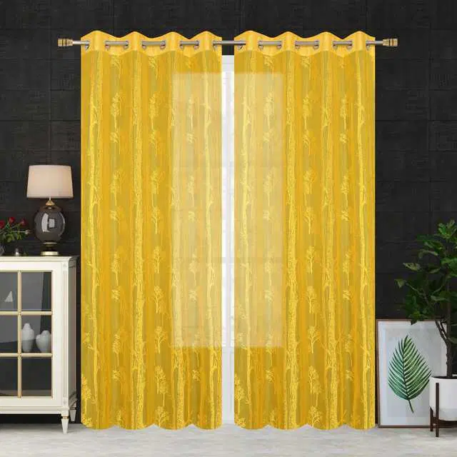 Homefab Polyester Curtains, Yellow, 9 Feet, HF-263