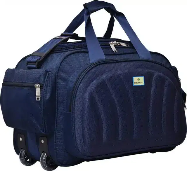 Polyester Traveling Luggage Bag with Wheels, Navy Blue,60 L