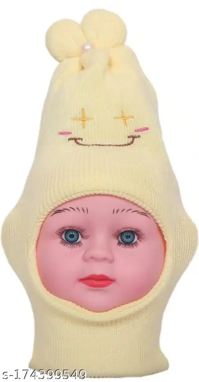 Woolen Neck Warmer & Cap for Kids (Multicolor, 0-3 Months)