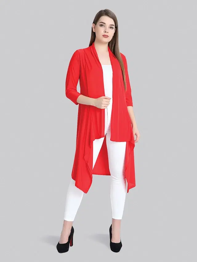 Hosiery Solid Shrug for Women (Red, M)