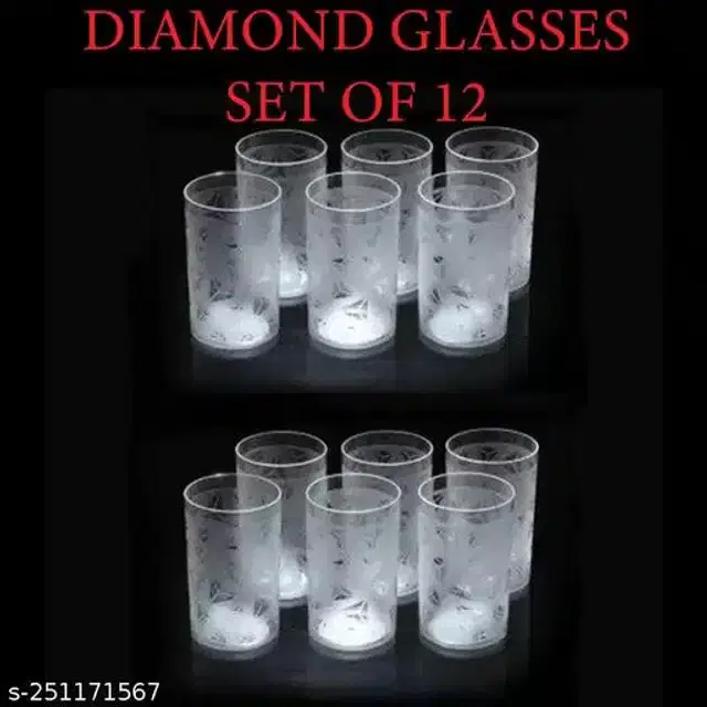 Plastic Unbreakable Glass, Transparent, 300 ml, Pack of 12