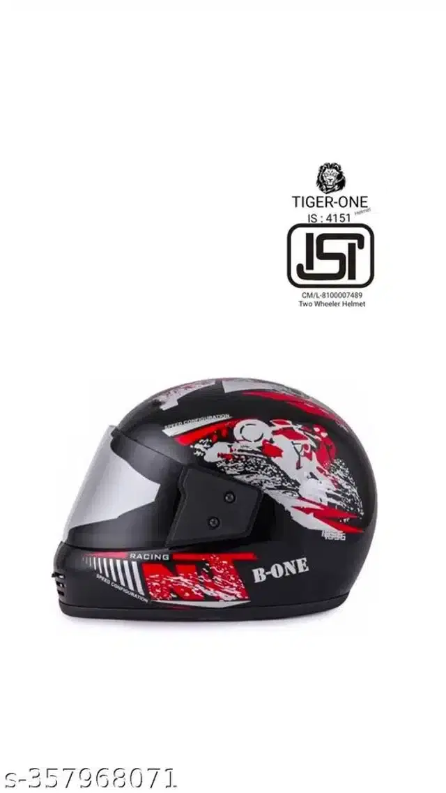 Full Face Helmet for Men & Women, Black & Red