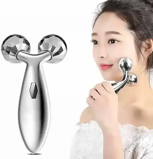 K Kudos 3D Massager Roller 360 Rotate Silver Thin Face Full Body Shape Lifting Wrinkle Remover Facial Massage