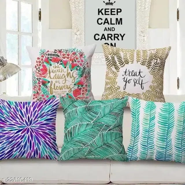 Cushion Cover for Home, Multicolor, 16x16 inches, Pack of 5