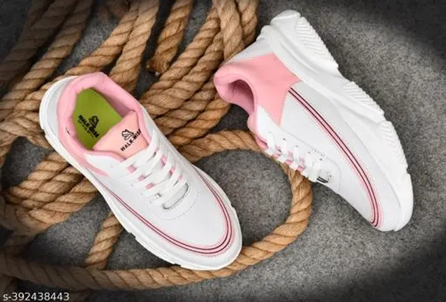 Casual Shoes for Women (Pink & White, 5)