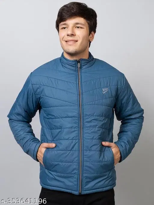 Nylon Full Sleeves Jacket for Men (Blue, M)