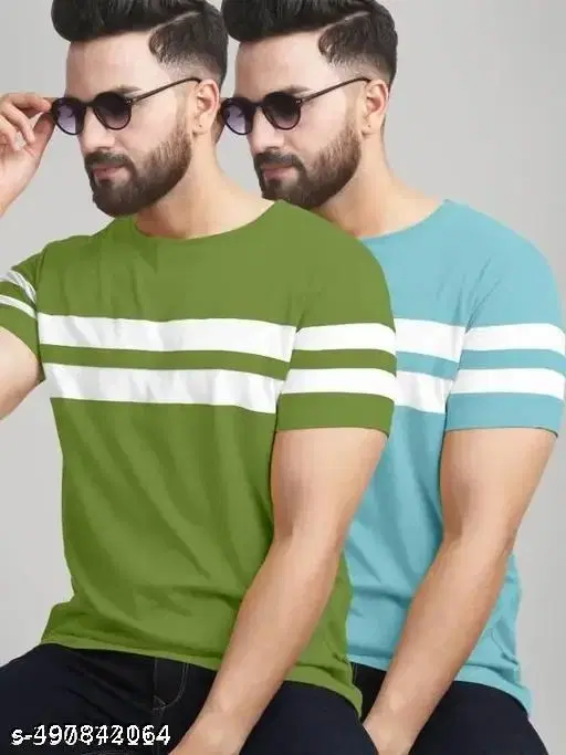 Cotton Blend T-shirt for Men, Multicolour, Pack of 2 (XXS)