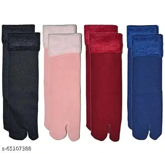 Wool Socks for Women, Set of 4 (Multicolor)