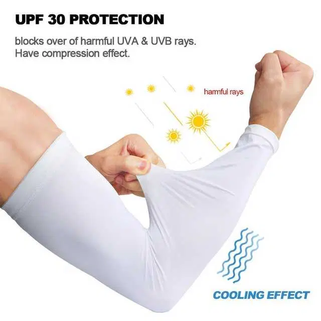 Pinak Cotton Protection Cooling Arm Sleeves, White, PS-101