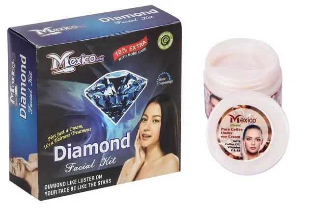 Maxico Herbs Diamond Facial Kit with Coffee Under Eye Cream, Pack of 2
