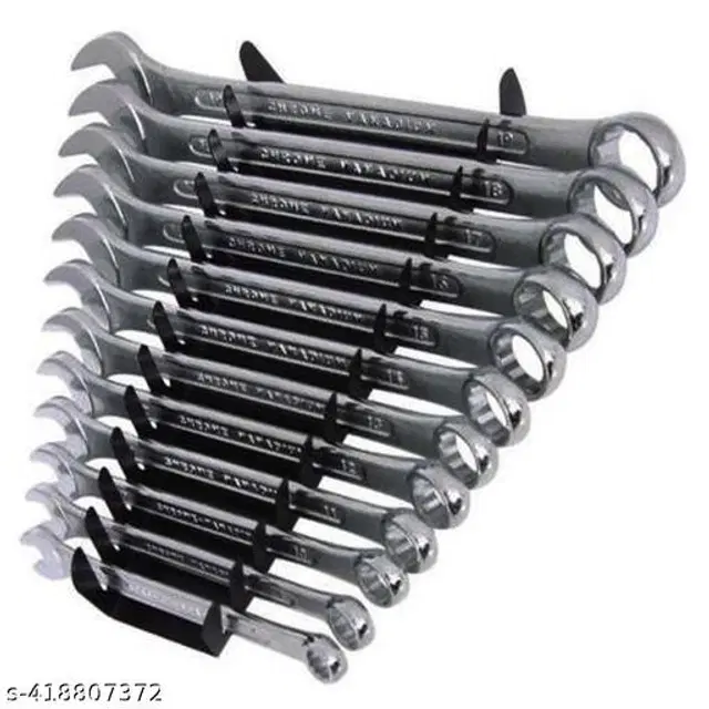 Spanner Wrench Hand Tool Set, Silver, Set of 12