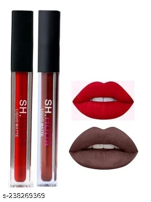 Sensational Non-Transfer,Waterproof,Long-Lasting Beauty Liquid Matte Lipsticks Swiss Edition For Girls/Women-BEST LIQUID MATTE LIPSTICK COLORS (RED + COFFEE)