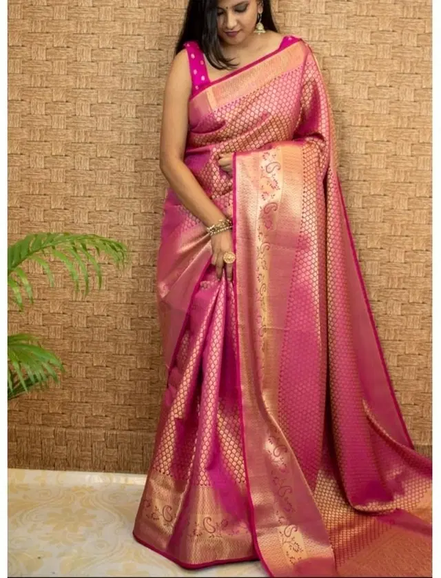 Silk Woven Design Saree for Women, Pink (6.3 m)
