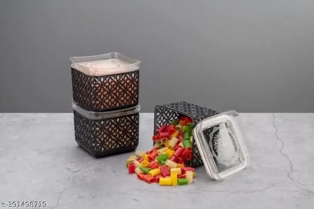 Plastic Airtight Storage Containers, Black, 500 ml, Pack of 4