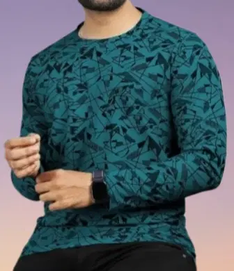 Cotton Blend Printed T-shirt for Men, Rama Green (M)