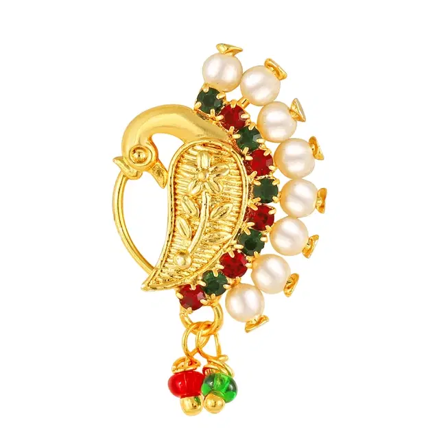 Gold Plated Designer Nosepin for Women (Multicolor)