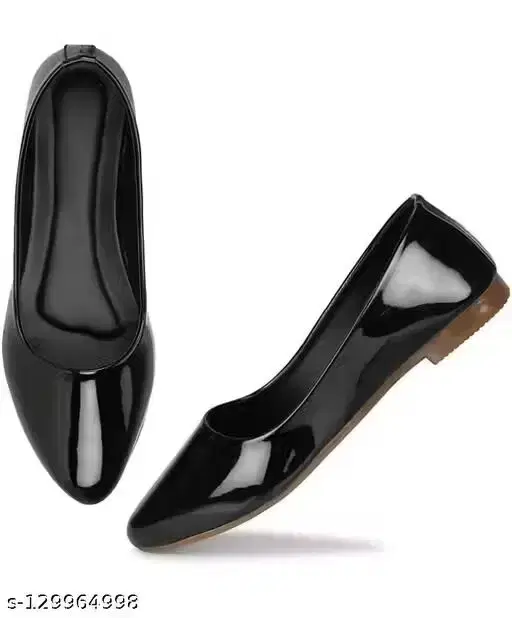 Solid PVC Casual Shoes for Women (Black, 4)