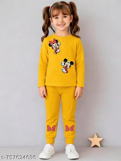Cotton Blend Clothing Set for Girls, Yellow (6-7 Years)