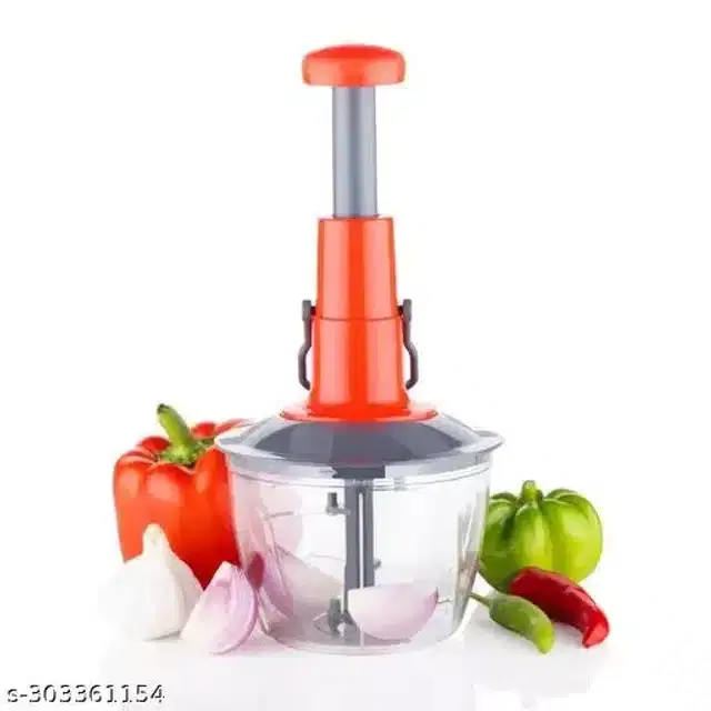 Plastic Hand Press Chopper, Multicolor, 1000 ml
