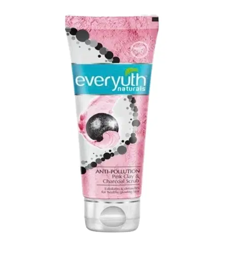 Everyuth Anti Pollution Pink Clay & Charcoal Face Scrub - 50 g | For all skin types (Oily/ Dry)