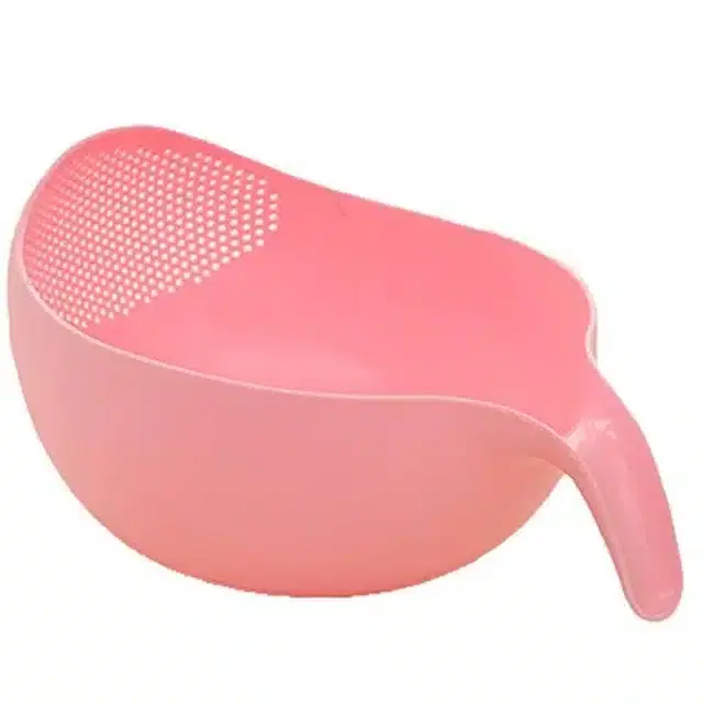 Plastic Food Strainer with Handle, Pink