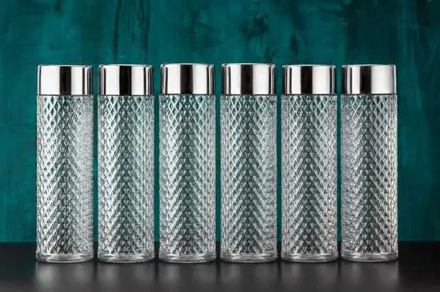 Premium Edition Quality Food Grade Plastic Designer Water Bottles, Pack Of 6, Transparent, 1000 ml, MSE-18