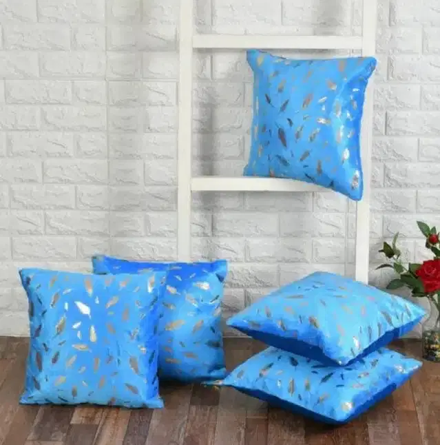 Velvet Cushion Covers, Aqua Blue, 40x40 cm, Pack of 5