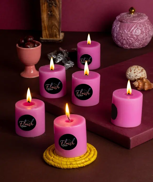 Floish Decor Premium Scented Pillar Candles, Pack of 6