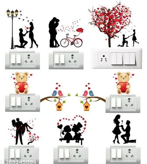 PVC Switch Board Stickers, Multicolor, 32.5x48 cm, Pack of 10