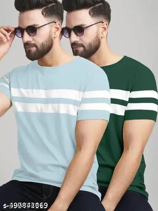 Cotton Blend T-shirt for Men, Multicolour, Pack of 2 (XXS)
