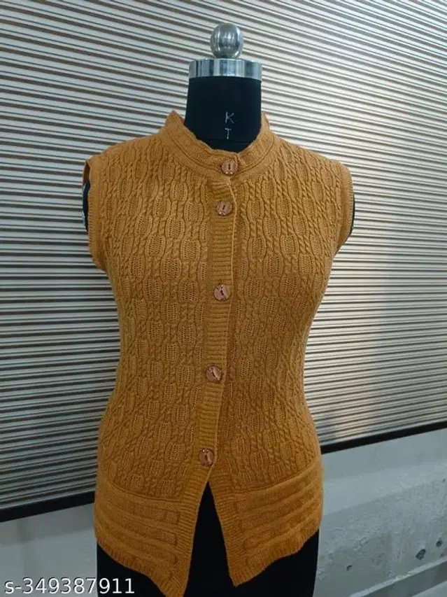 Woolen Sweater for Women (Mustard, M)