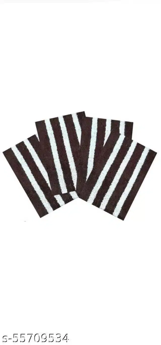 Bath Mats, Black & White, 58x38x0.5 cm, Pack of 4