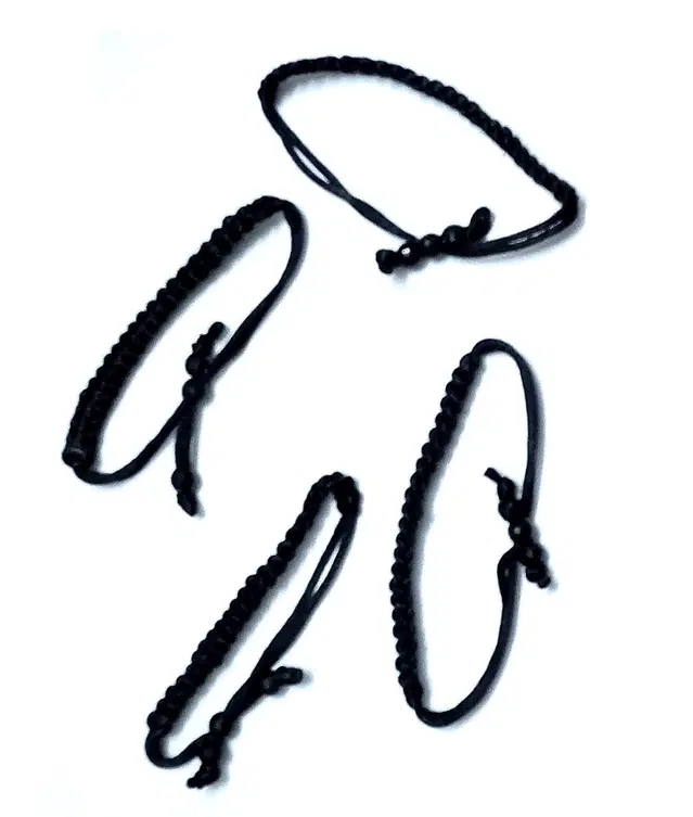 Handmade Thread Bracelet for Men & Women, Pack of 4 (Black)