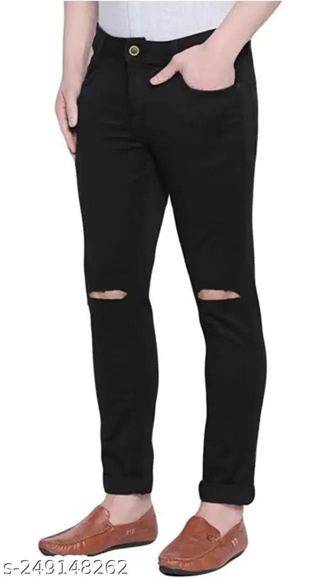 Denim Slim Fit Jeans for Men (Black, 34)