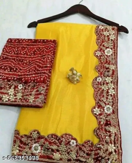 Chinnon Solid Saree For Women, Yellow