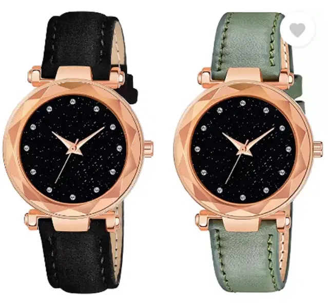 Analog Watch for Women & Girls, Pack of 2 (Multicolor)
