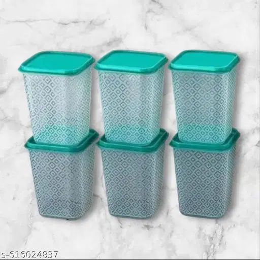 Plastic Storage Containers, Green, Pack of 6 (1000 ml)