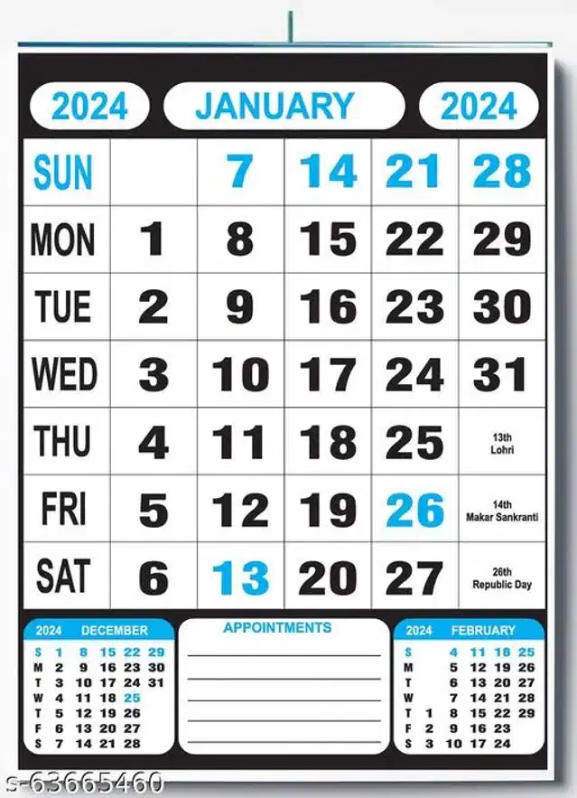 Wall Hanging Calender cum Personal Organiser, Multicolor