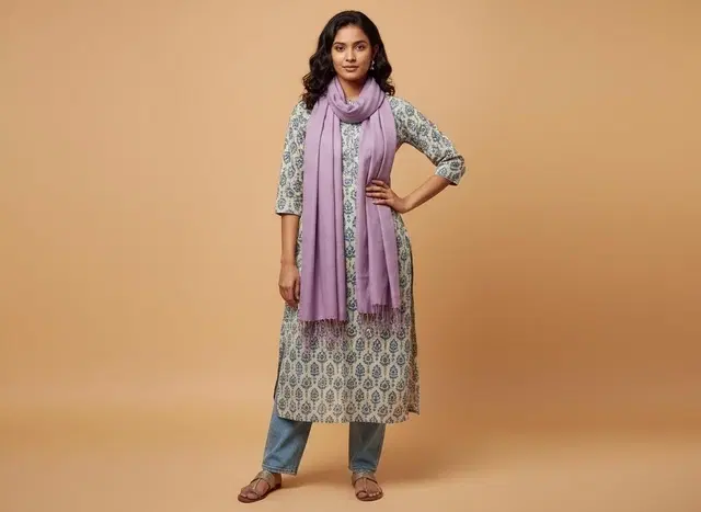 Women Viscose LINEN Solid scarf, Lavender