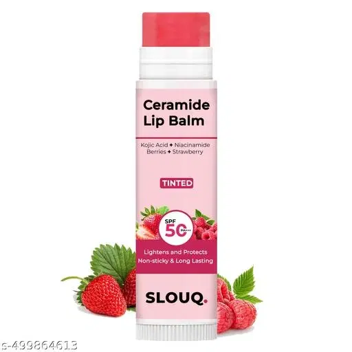 Slouq Tinted Ceramide Lip Balm Kojic Acid & Niacinamide Spf50 Pa+++ Lip Lightening & Protection Non-Sticky & Long Lasting 5 g (Pack Of 1)