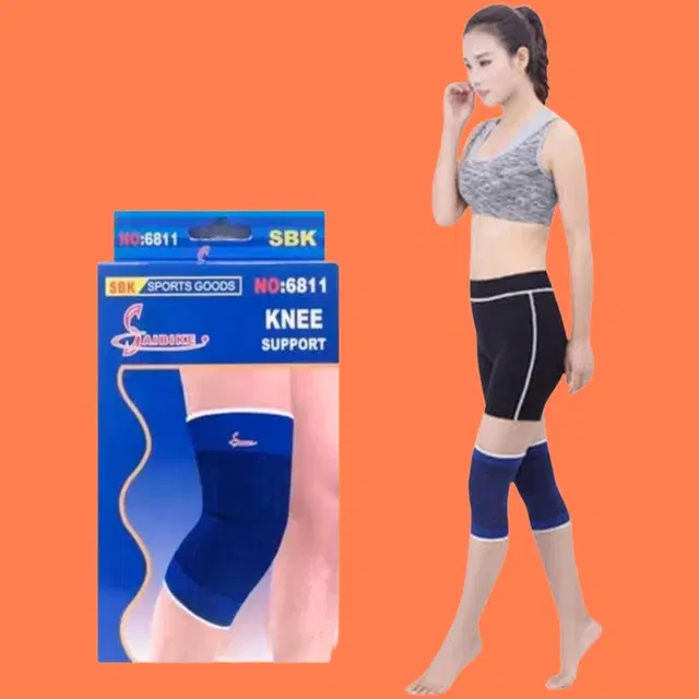Polyester Solid Knee Sleeves for Women, Blue, Set of 1