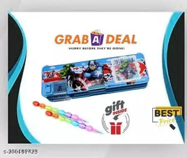 Pencil Box with 2 Clutch Pencils & Free Gift, Multicolor, Set of 2